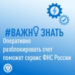 Оперативно разблокировать счет поможет сервис ФНС России